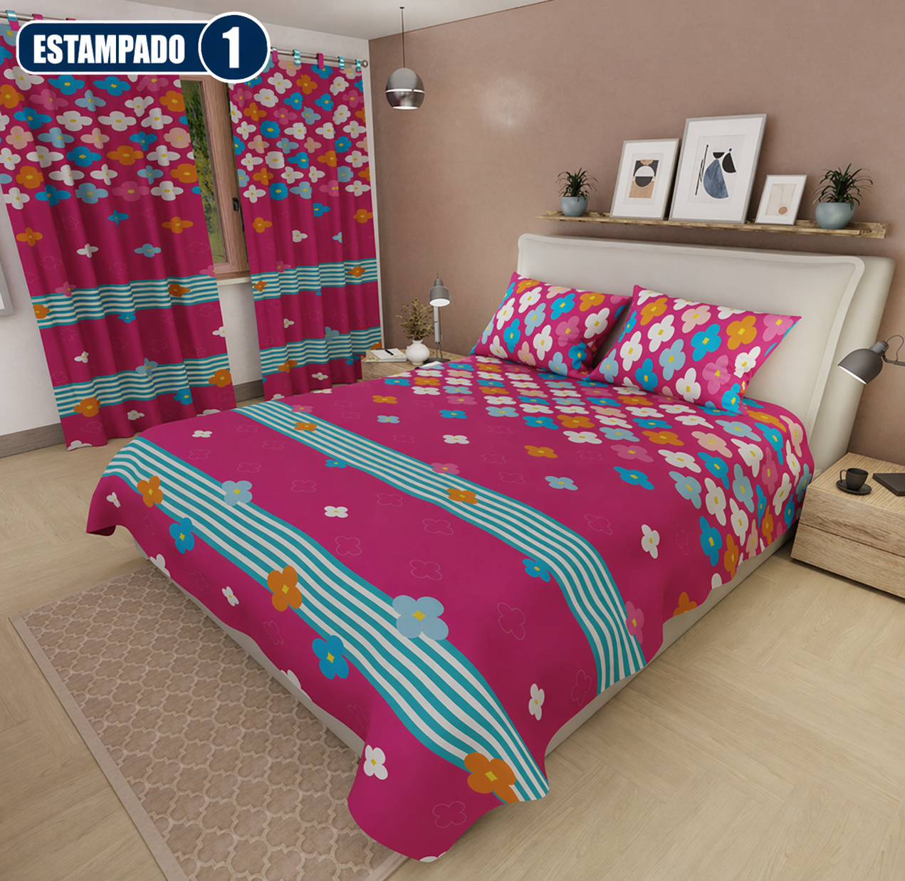 Combo Elegance Premium™ – Sábanas Estampadas + Cortina GRATIS🎁