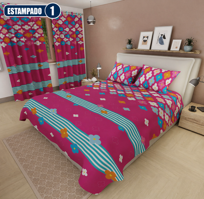 Combo Elegance Premium™ – Sábanas Estampadas + Cortina GRATIS🎁