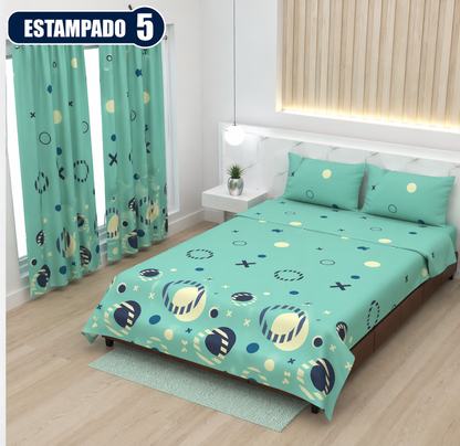 Combo Elegance Premium™ – Sábanas Estampadas + Cortina GRATIS🎁