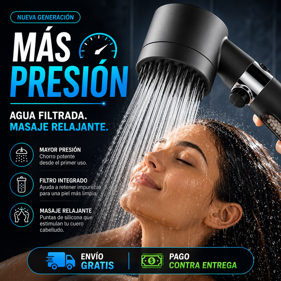 TurboSpa™ Ducha de Alta Presión con Filtro y Masaje Capilar