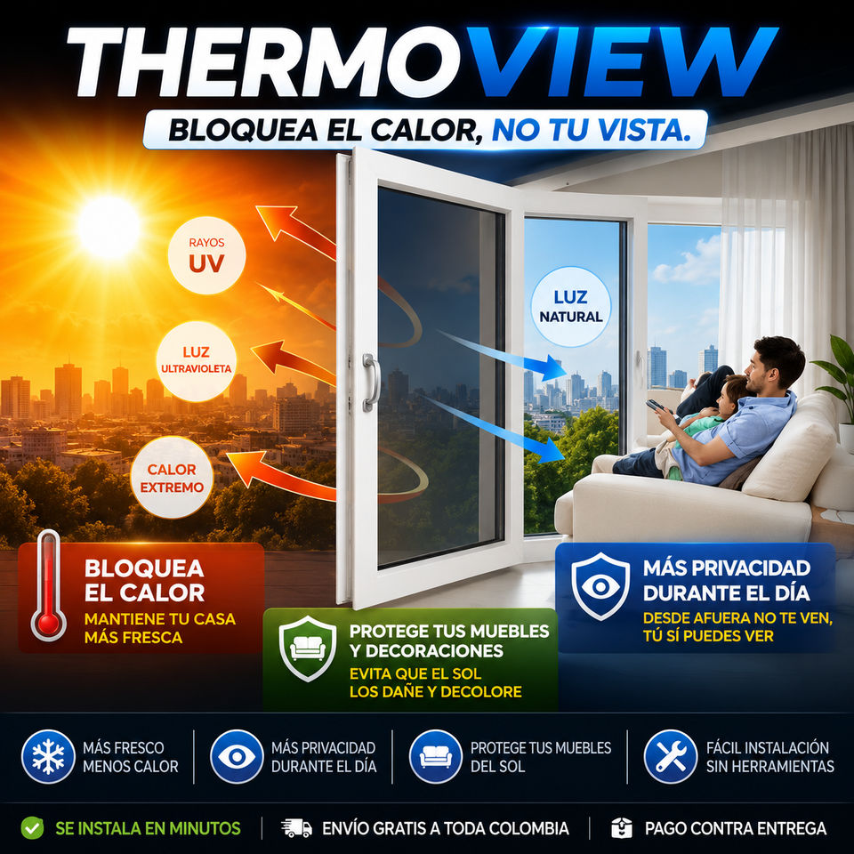 Thermoview™ 60 x 100 cm| Disfruta una casa más fresca, privada y protegida en minutos.