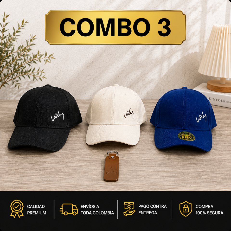 COMBO VÉLEZ PREMIUM | 3 Gorras + Llavero Oficial GRATIS