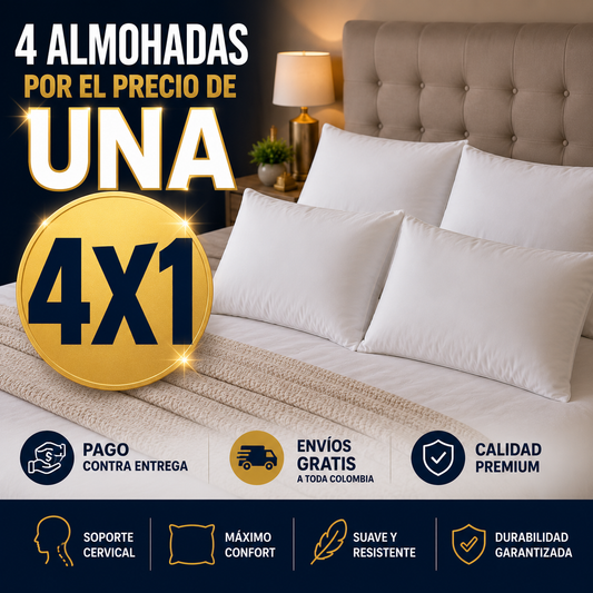 Almohadas Ultra Confort x4 |Combo Descanso Premium