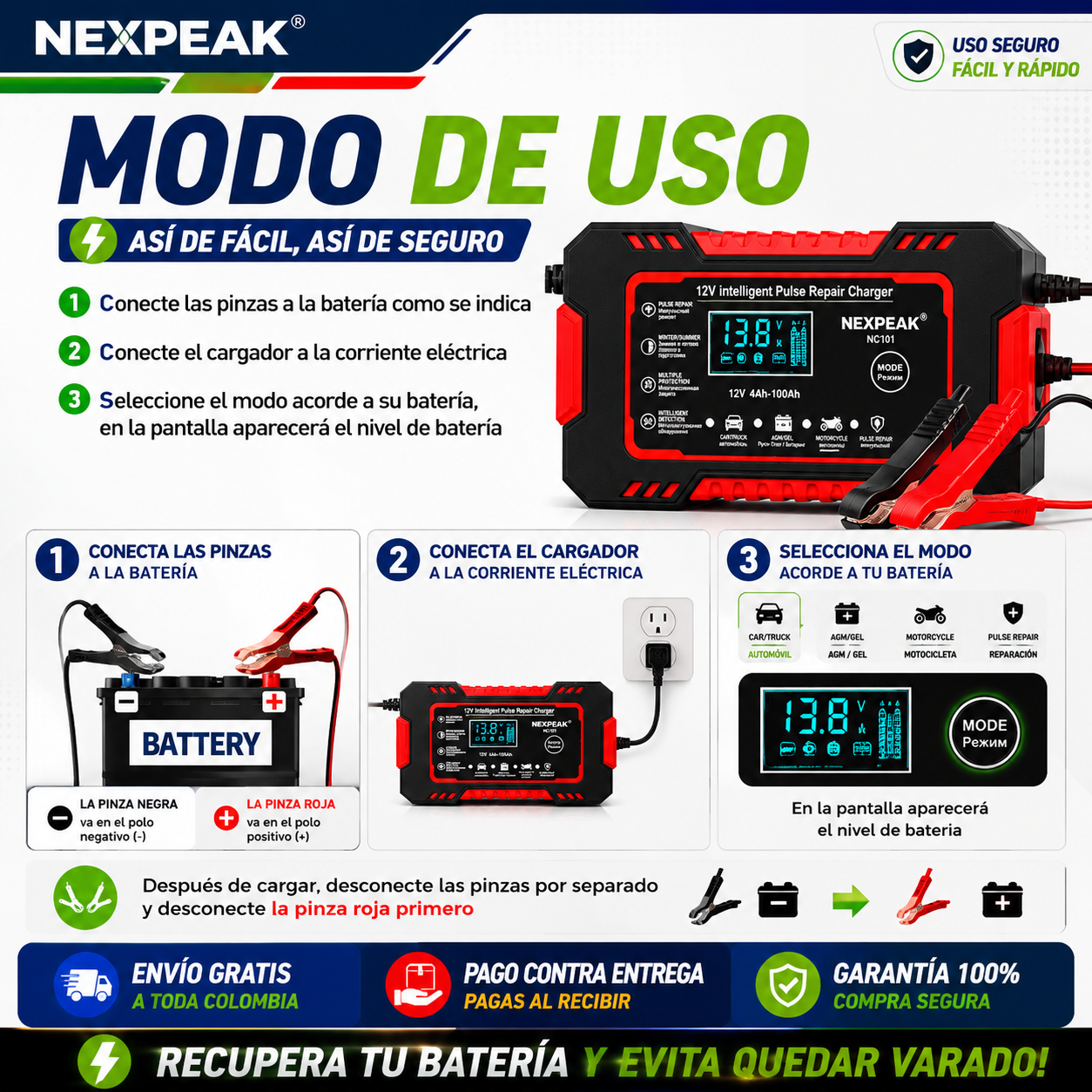 NexPeak™ 🔋 Revive y Recupera Tu Batería al Instante