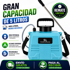 Aspersor Eléctrico 5L Profesional – Riega Sin Esfuerzo y Ahorra Tiempo