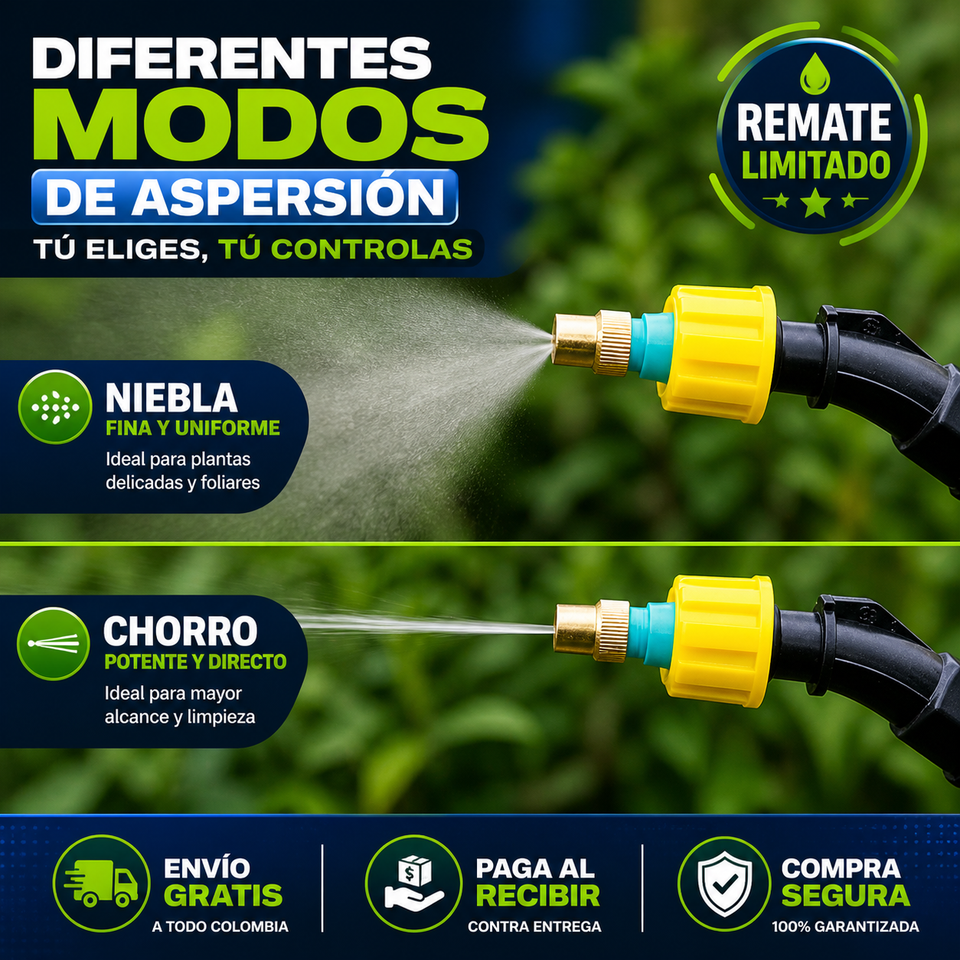 Aspersor Eléctrico 5L Profesional – Riega Sin Esfuerzo y Ahorra Tiempo