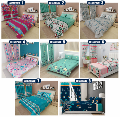 Combo Elegance Premium™ – Sábanas Estampadas + Cortina GRATIS🎁