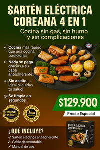 🍳 Sartén Multiuso Eléctrica – Cocina todo en minutos🔥
