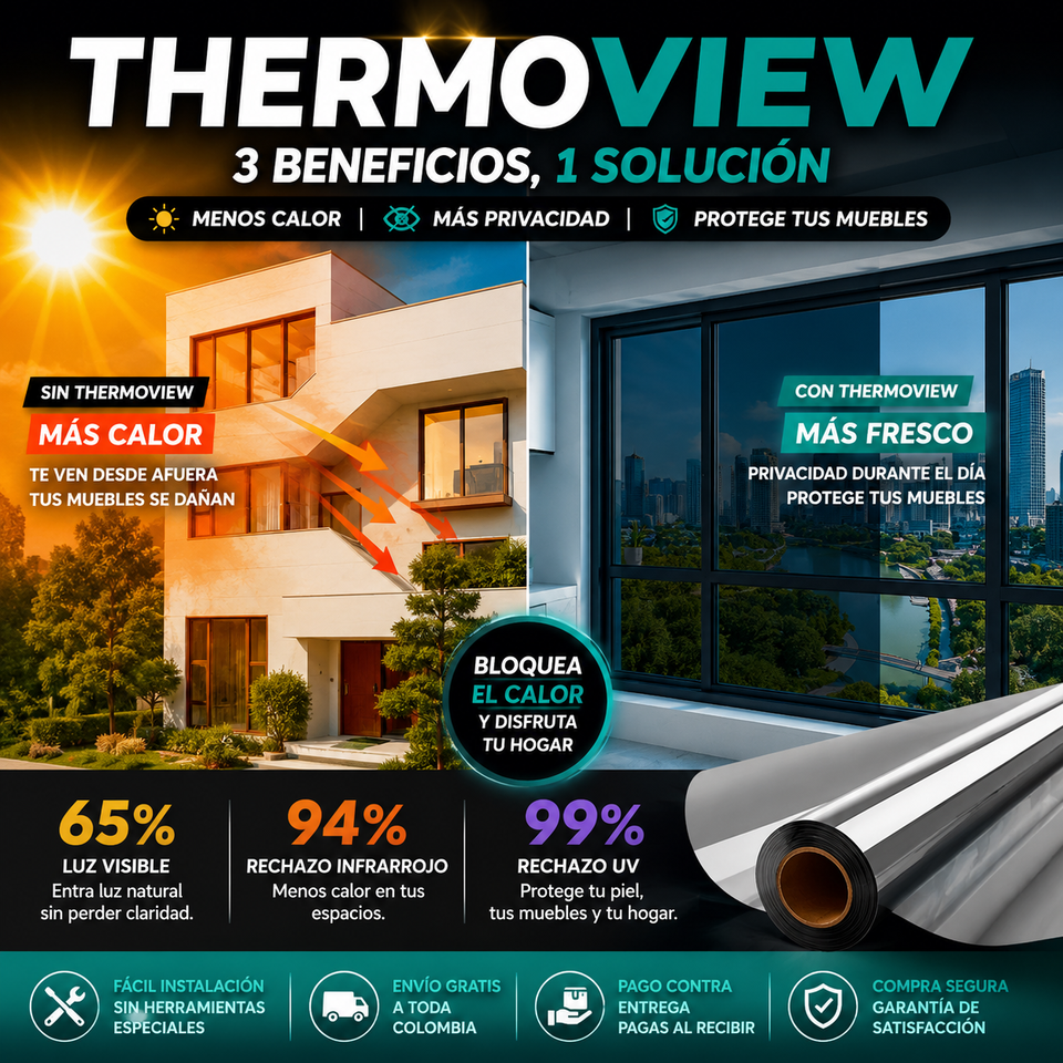 Thermoview™ 60 x 100 cm| Disfruta una casa más fresca, privada y protegida en minutos.