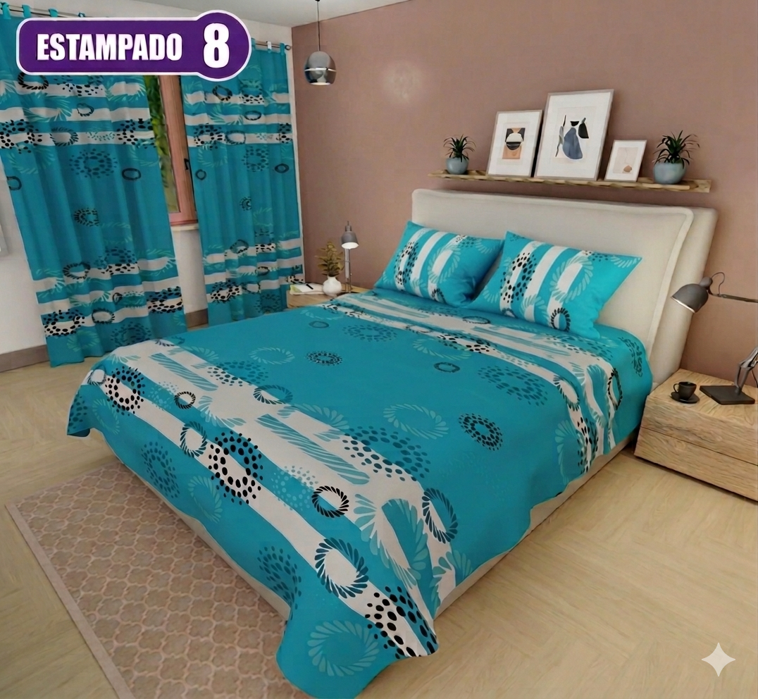 Combo Elegance Premium™ – Sábanas Estampadas + Cortina GRATIS🎁