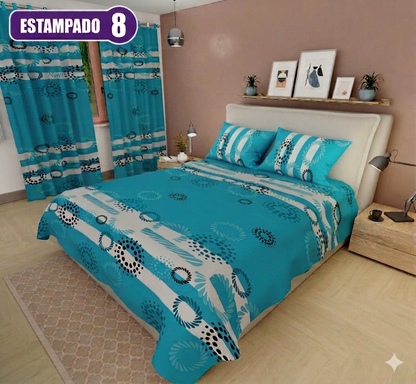 Combo Elegance Premium™ – Sábanas Estampadas + Cortina GRATIS🎁