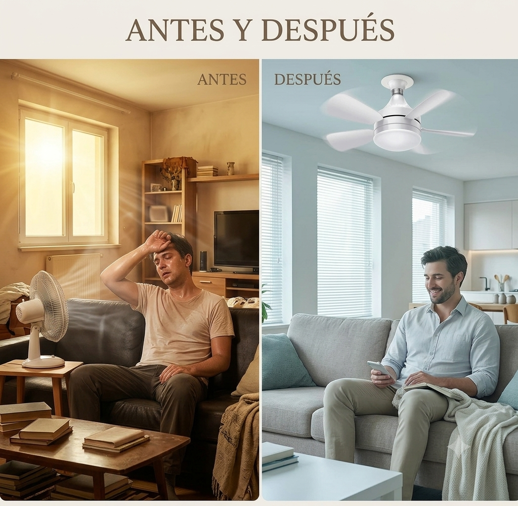 ¡NO MÁS CALOR!  Ventilador de Techo LED 2 en 1 con Control Remoto