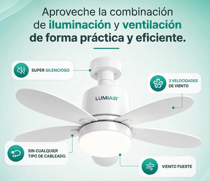¡NO MÁS CALOR!  Ventilador de Techo LED 2 en 1 con Control Remoto