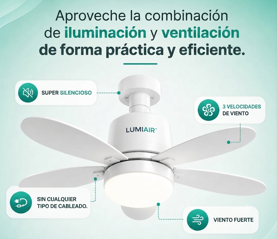 ¡NO MÁS CALOR!  Ventilador de Techo LED 2 en 1 con Control Remoto