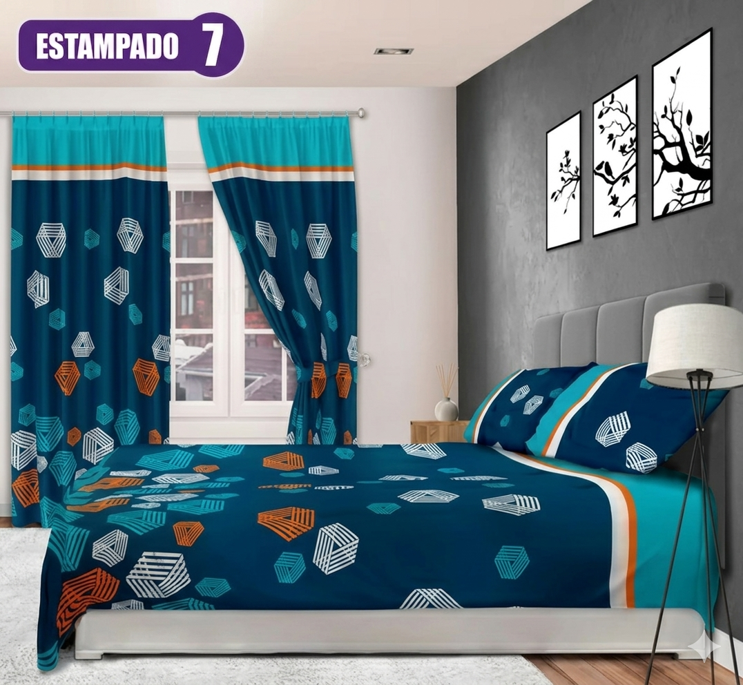 Combo Elegance Premium™ – Sábanas Estampadas + Cortina GRATIS🎁