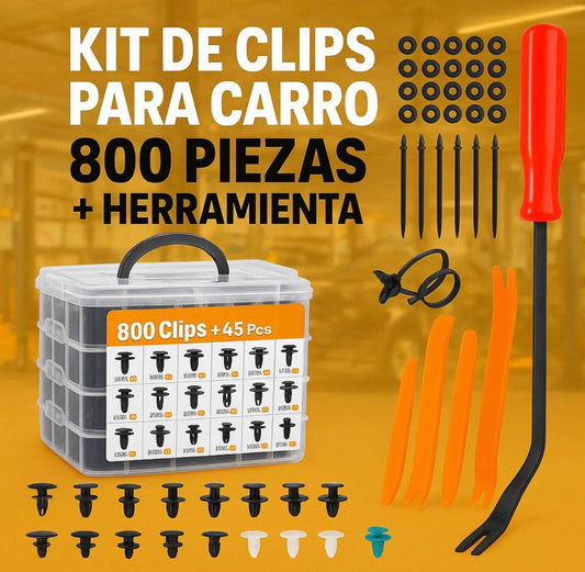 Kit de Clips para Carro y Moto 800 Piezas + Herramienta