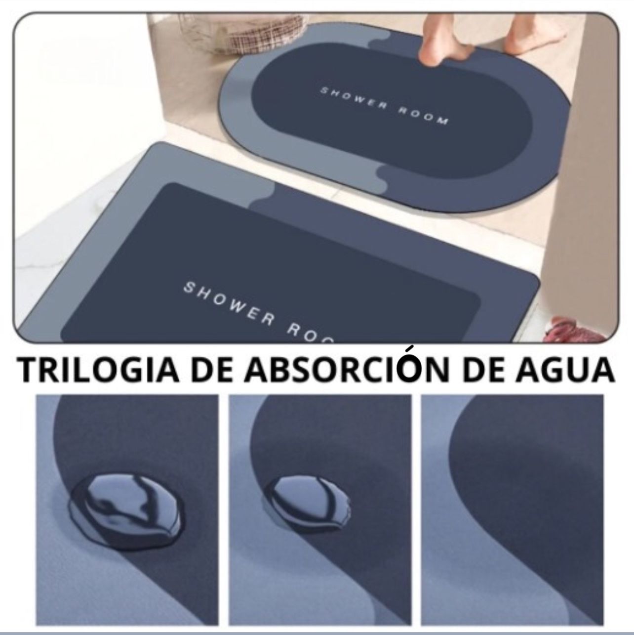 TAPETE ANTIDESLIZANTE ABSORBENTE PARA BAÑO 40x60CM