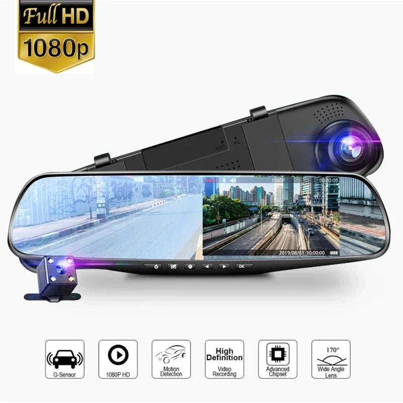 Espejo Retrovisor Doble Cámara Full HD