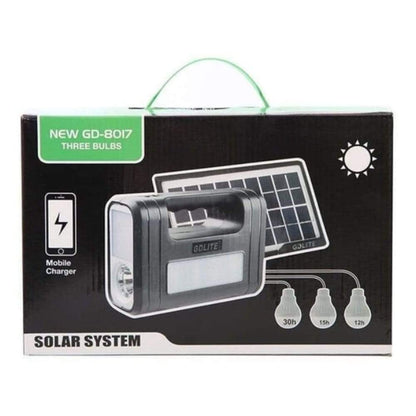Kit Panel Solar con Bateria, linterna + 3 bombillas de luz LED